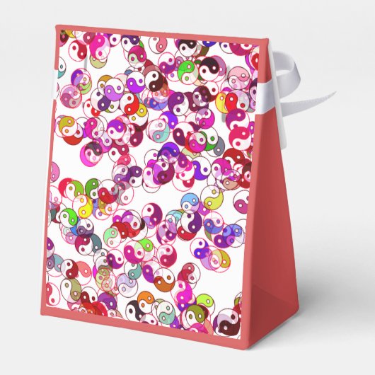 Elegant Custom Peach Monogram Gold Yin Yang Bedankdoosjes (Achterkant)