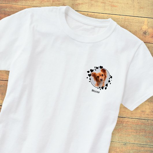 Elegant Custom Pet Dog Cat Foto met Naam T-shirt