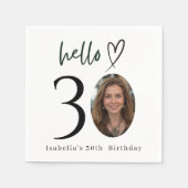 Elegant Custom Photo 30th Birthday Party Napkins Servet (Voorkant)