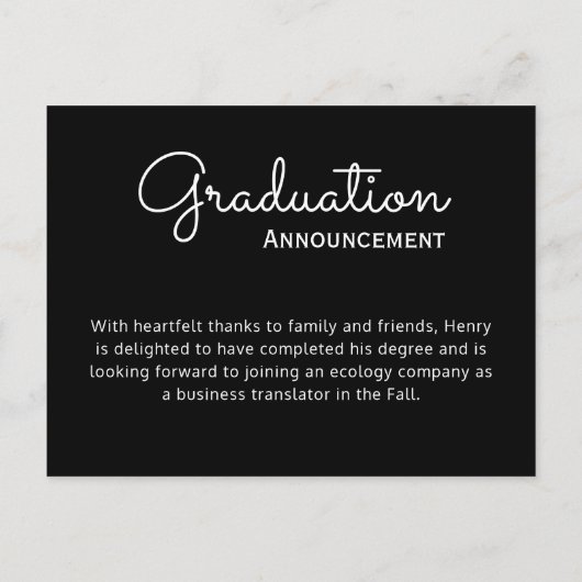 Elegant Custom Photo Afstuderen Aankondigingskaart (Achterkant)