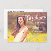 Elegant Custom Photo Afstuderen Uitnodiging Briefkaart (Voorkant / Achterkant)