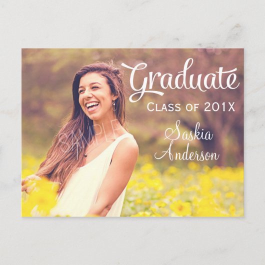 Elegant Custom Photo Afstuderen Uitnodiging Briefkaart (Voorkant)