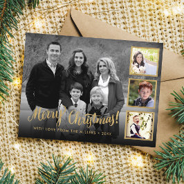 Elegant Custom Photo Collage Gold Merry kerst Feestdagenkaart