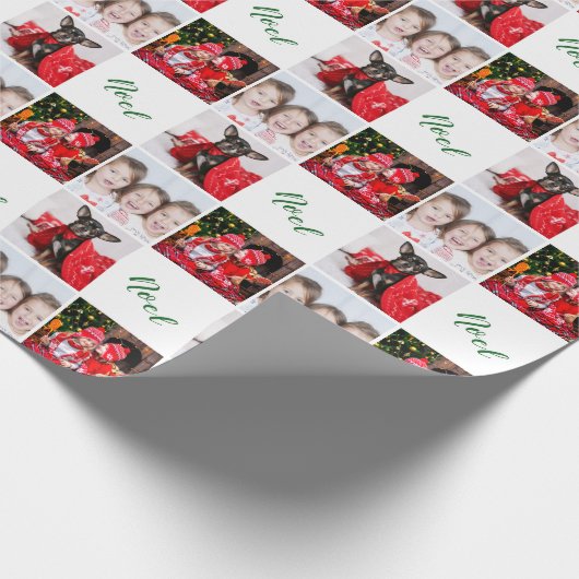 Elegant Custom Photo Collage Noel Kerstmis Cadeaupapier (Hoek)