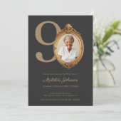 Elegant Custom Photo Gold 90th Birthday  Kaart (Staand voorkant)