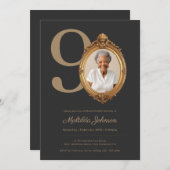 Elegant Custom Photo Gold 90th Birthday  Kaart (Voorkant / Achterkant)