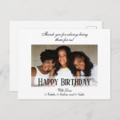 Elegant Custom Photo Happy Birthday Briefkaart (Voorkant / Achterkant)