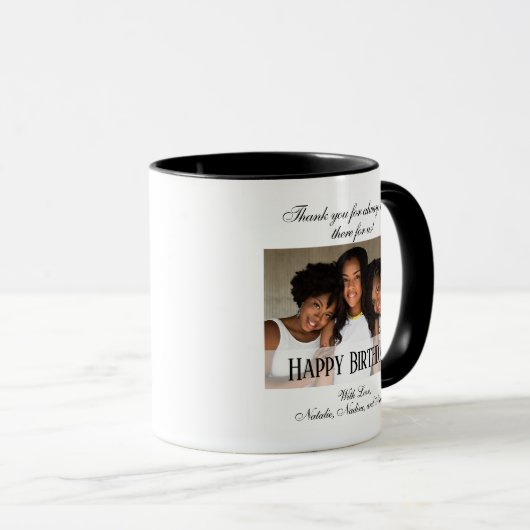 Elegant Custom Photo Happy Birthday Coffee Mok (Voorkant rechts)