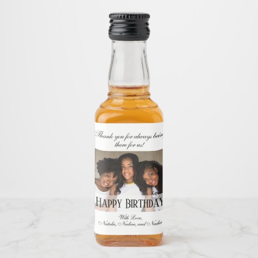 Elegant Custom Photo Happy Birthday Likeurfles Etiket (Voorkant)