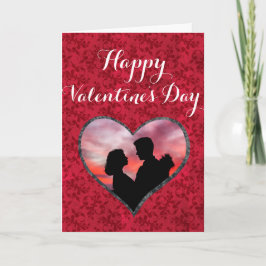 Elegant Custom Photo Happy Valentine's Day Red Kaart