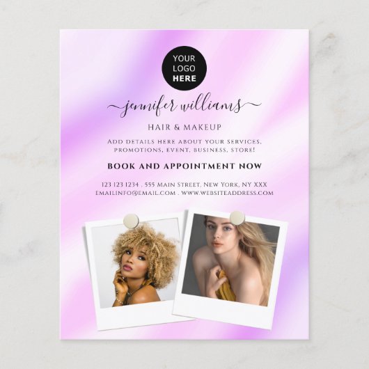 Elegant Custom Photo Logo Promotion Paars Flyer (Voorkant)