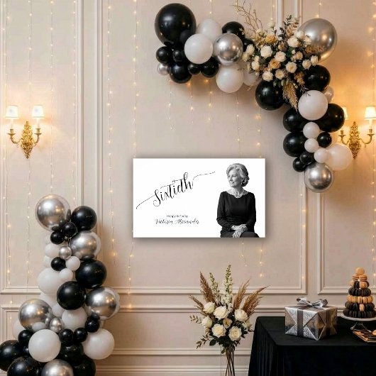 Elegant Custom Photo Milestone Birthday Banner Poster