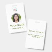 Elegant Custom Photo & Name Badge Design (Voor- en achterkant)