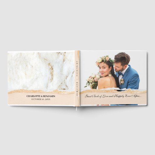Elegant Custom Photo Weddenschap Book Gastenboek (Volledig)