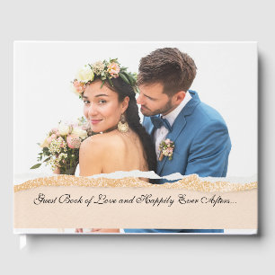 Elegant Custom Photo Weddenschap Book Gastenboek