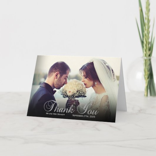 Elegant Custom Photo Weddenschap Hartelijk dank Kaart (Voorkant)