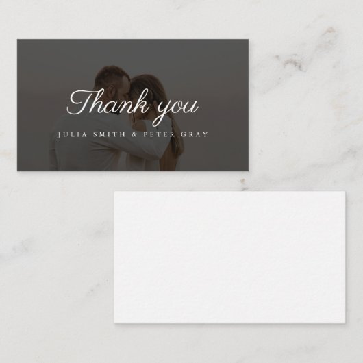 Elegant Custom Photo Weddenschap Thankyou Card Informatiekaartje (Voorkant / Achterkant)