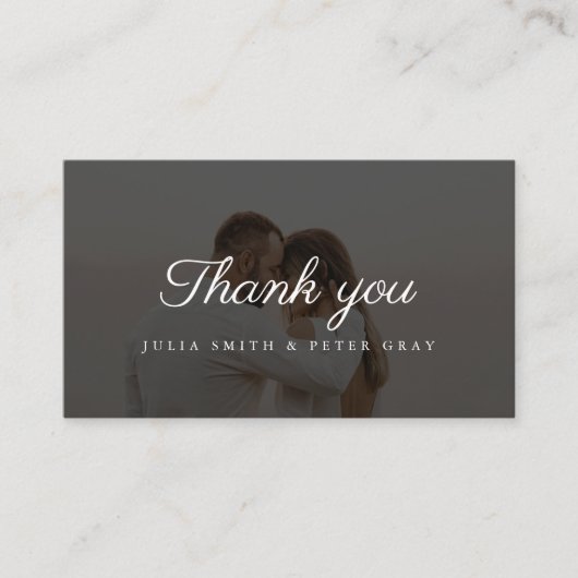 Elegant Custom Photo Weddenschap Thankyou Card Informatiekaartje (Voorkant)