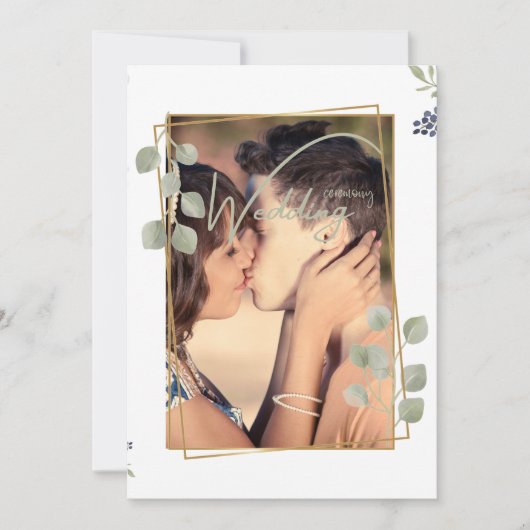 Elegant Custom Photo Wedding Ceremony White Kaart (Voorkant)