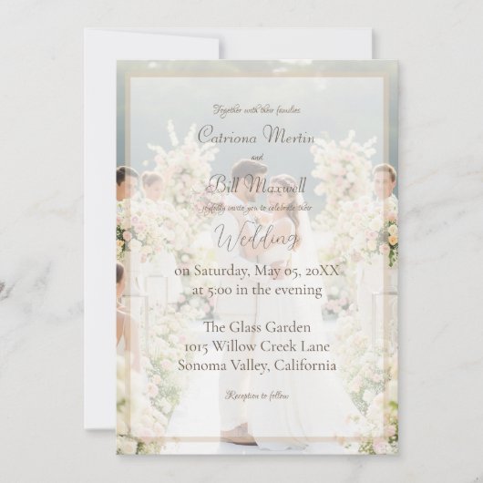 Elegant Custom Photo Wedding Invitation Kaart (Voorkant)
