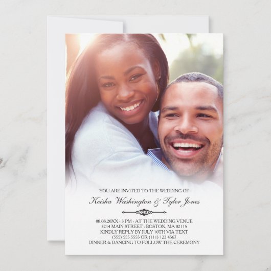 Elegant Custom Photo Wedding Kaart (Voorkant)