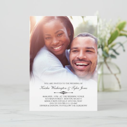 Elegant Custom Photo Wedding Kaart (Staand voorkant)