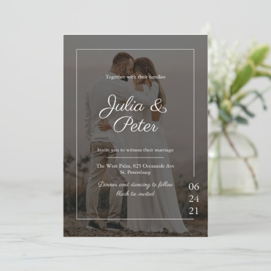 Elegant Custom Photo Wedding Kaart (Staand voorkant)