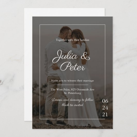 Elegant Custom Photo Wedding Kaart (Voorkant / Achterkant)