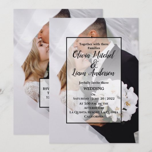 Elegant Custom Photo Wedding Kaart (Voorkant / Achterkant)