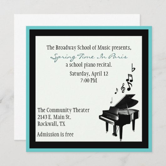 Elegant Custom Piano Innovation Kaart (Voorkant / Achterkant)