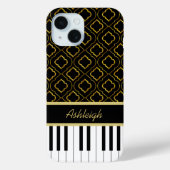 Elegant Custom Piano Keys met Gold Quatrefoil Case-Mate iPhone Case (Achterkant)