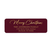 Elegant Custom Red and Gold Foil Merry kerst Etiket (Voorkant)
