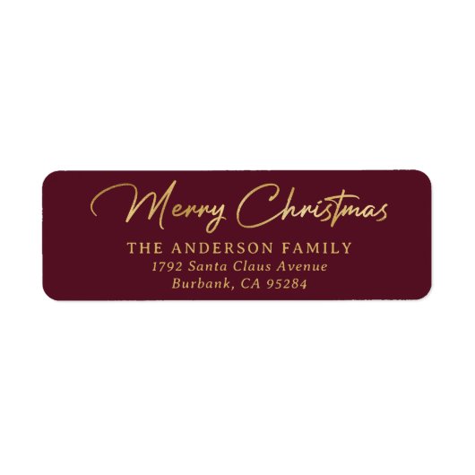 Elegant Custom Red and Gold Foil Merry kerst Etiket (Voorkant)