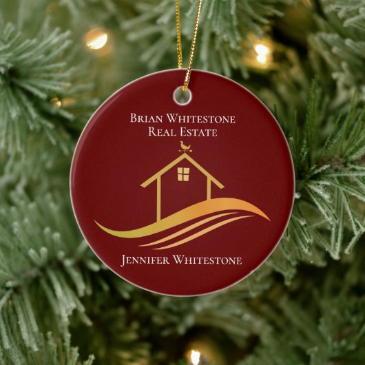 Elegant Custom Red Realtor Keramisch Ornament (Boom)
