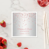 Elegant Custom Roos Goud Confetti & Grijs Bruiloft Servet (Insitu)