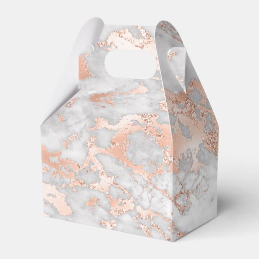 Elegant Custom Roos Goud en Wit Marmer Bruiloft Bedankdoosjes (Achterkant)