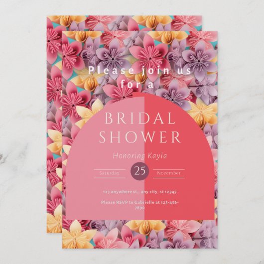 Elegant Custom Roze Bloemen Vrijgezellenfeest Kaart (Voorkant / Achterkant)