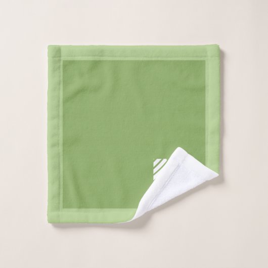 Elegant Custom Sage Green Monogram  Bad Handdoek (Wasdoekje)