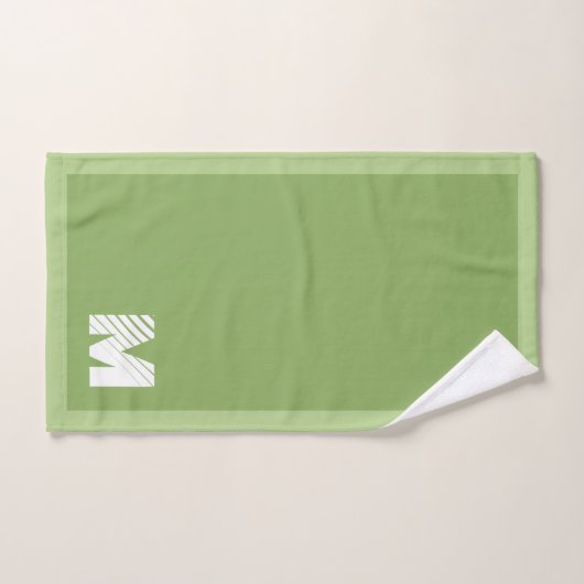Elegant Custom Sage Green Monogram  Bad Handdoek (Handdoek)