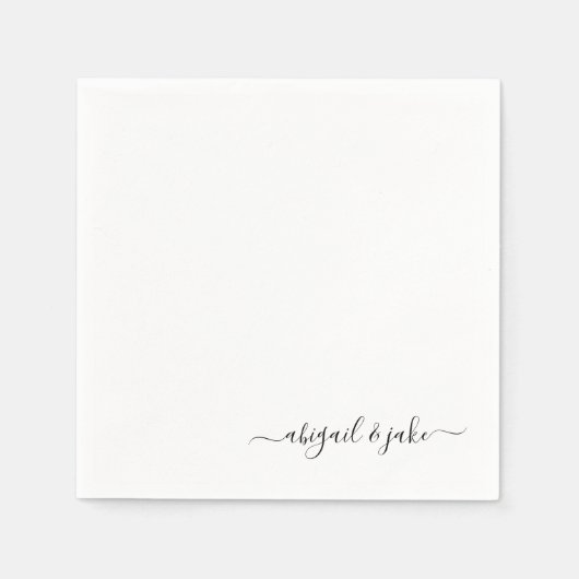 Elegant Custom Script Couple Names Wedding Napkins Servet (Voorkant)