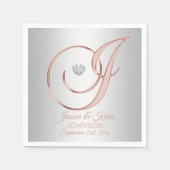 Elegant Custom Silver Grey Roos Gold Wedding Napki Servet (Voorkant)