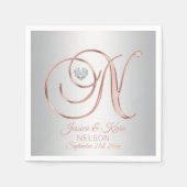 Elegant Custom Silver Grey Roos Gold Wedding Servet (Voorkant)