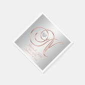 Elegant Custom Silver Grey Roos Gold Wedding Servet (Hoek)