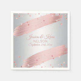 Elegant Custom Silver Grey Roos Gold Wedding Servet