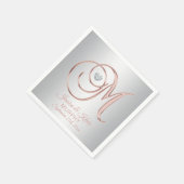 Elegant Custom Silver Grey Roos Gold Wedding Servet (Hoek)