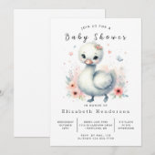 Elegant Custom Swan Baby shower Kaart (Voorkant / Achterkant)