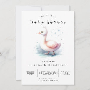 Elegant Custom Swan Baby shower Kaart