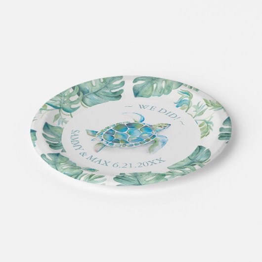 Elegant Custom Trouwpapier Borden Tropisch Papieren Bordje (Gekanteld)