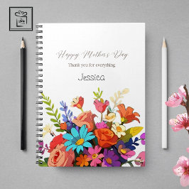 Elegant Custom Vibrant Bloemen Spiraalvormig Notit Notitieboek