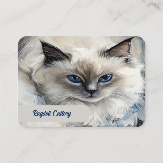 Elegant Custom Visitekaartje voor Ragdoll Cattery (Voorkant)